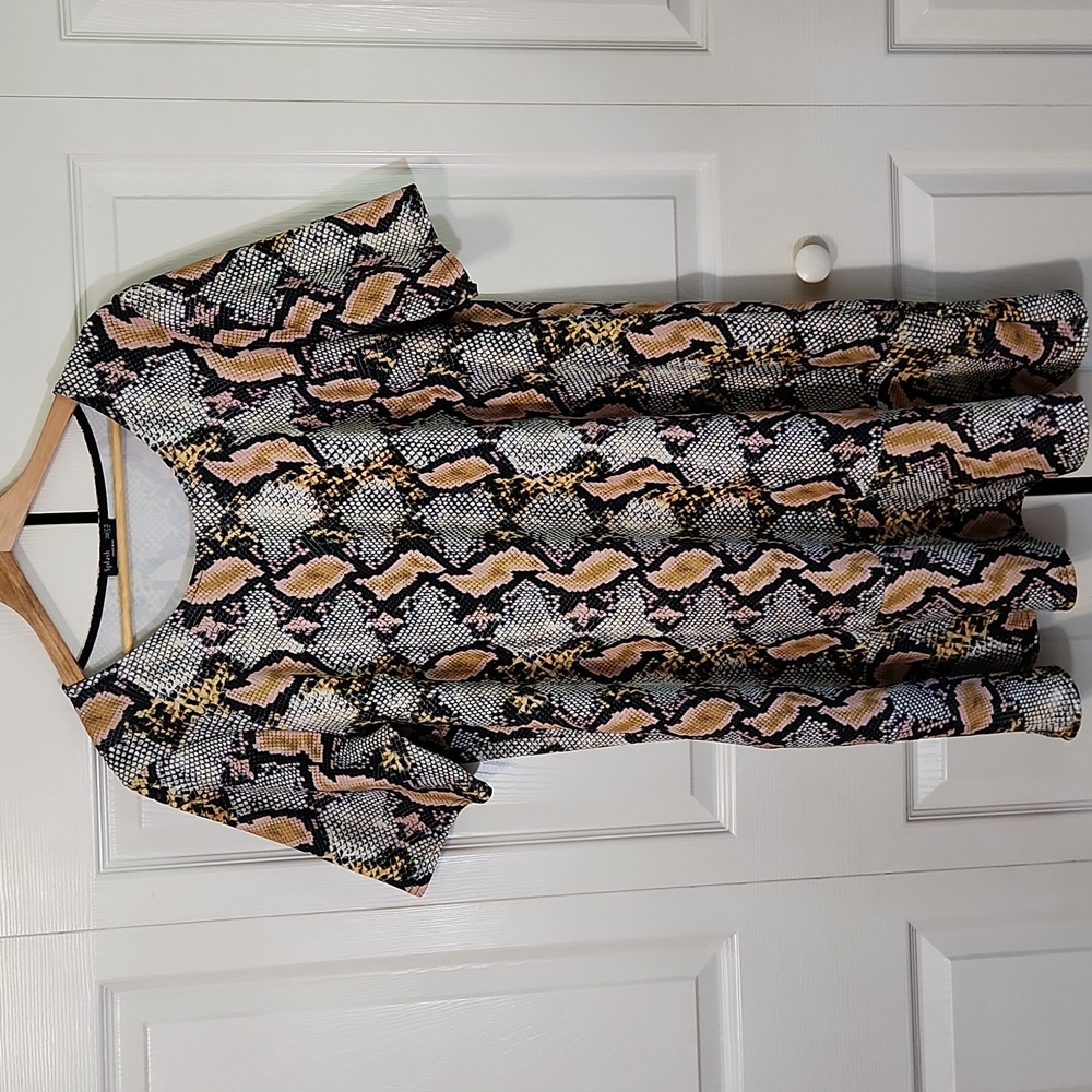 Splash Multicolor Snake Print Dress Size 16 Lagenlook Animal‎ Print Stretch Knee